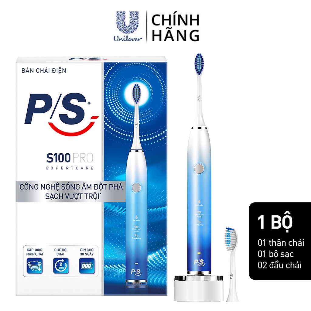 Bàn Chải Điện P/S S100 PRO - Công Nghệ Sóng Âm, Chải Sạch Mảng Bám Tới 10X