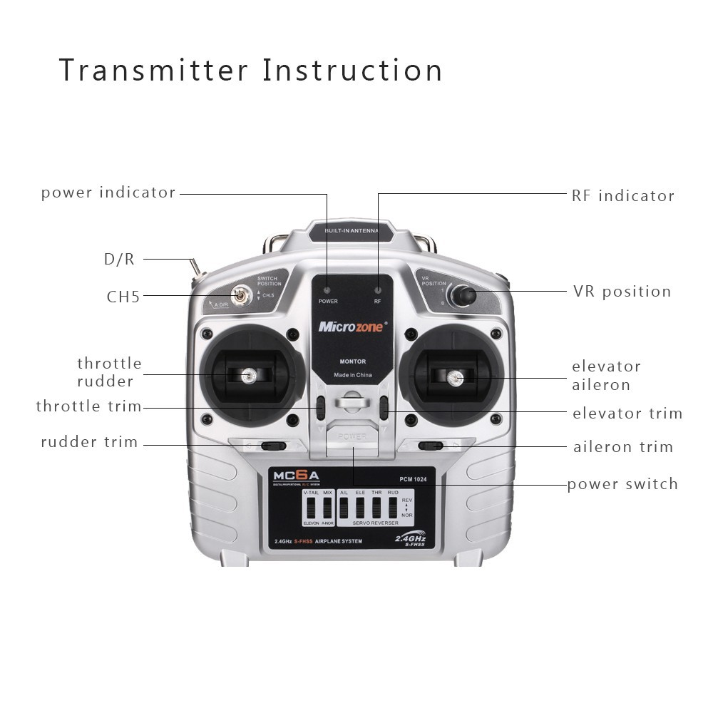 RC Bộ Thu Phát Tín Hiệu Điều Khiển Từ Xa Microzone 2.4g 6ch Mc6C Mc7Re Cho Máy Bay / Thuyền / Xe Hơi / Trực Thăng Điều Khiển Từ Xa