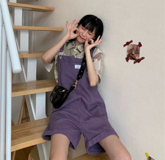[OD] Quần Yếm Ulzzang Hàn Quốc Màu Tím/Đen | BigBuy360 - bigbuy360.vn