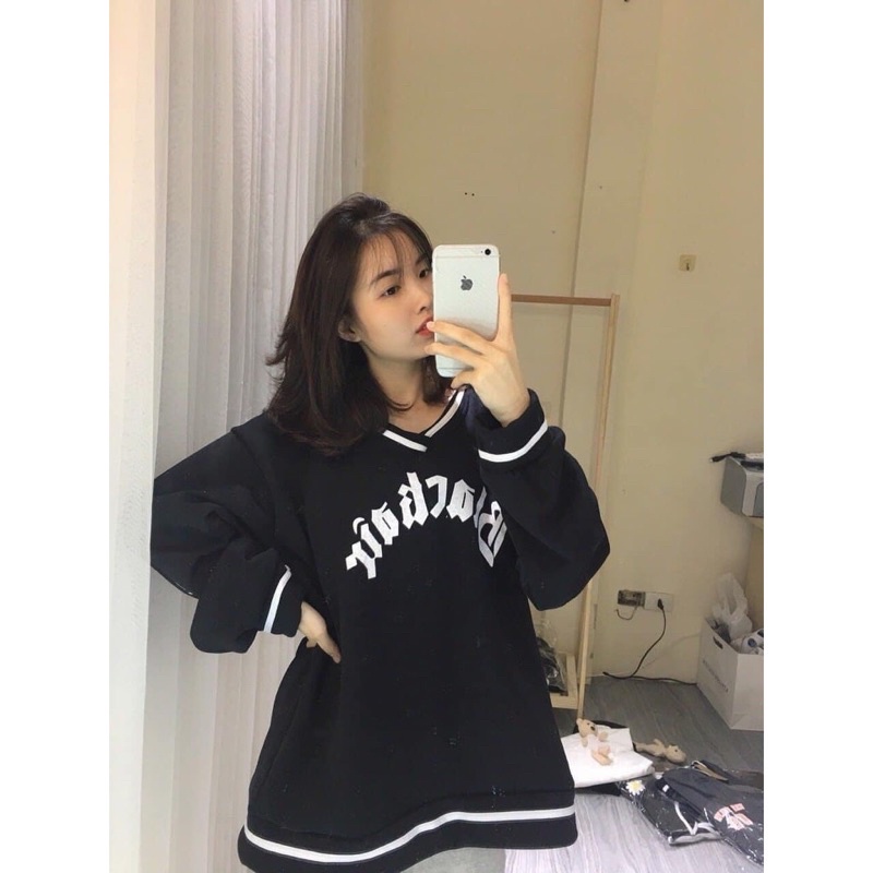 [CÓ ẢNH THẬT] Áo Nỉ Sweater Cổ Tim Black Chất Nỉ Ngoại Form Rộng Unisex Nam Nữ Ulzzang | BigBuy360 - bigbuy360.vn