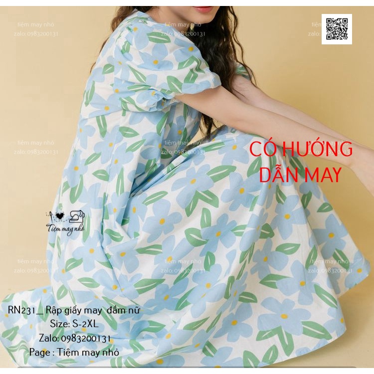 RN231_Rập giấy may đầm xếp li tay bí nữ