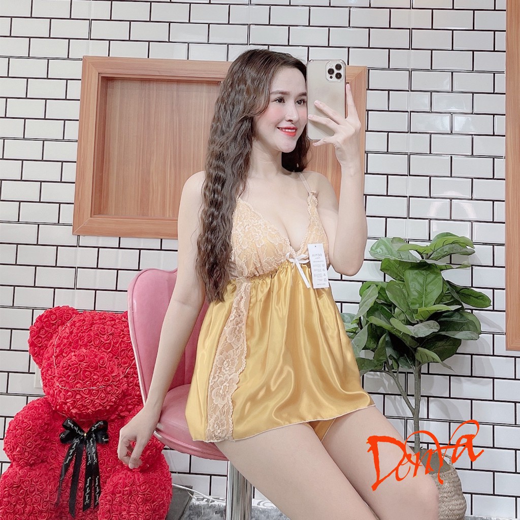 Set đồ nữ💫 FREE SHIP 💫Đồ ngủ sexy 2 dây phối ren, hở lưng, ren dọc DN1