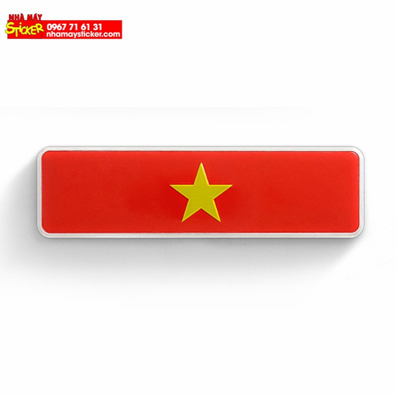 Tem decal logo cờ việt nam chất liệu kim loại dán xe ô tô, xe hơi, trang trí góc làm việc, có sẵn băng keo 3m phía sau