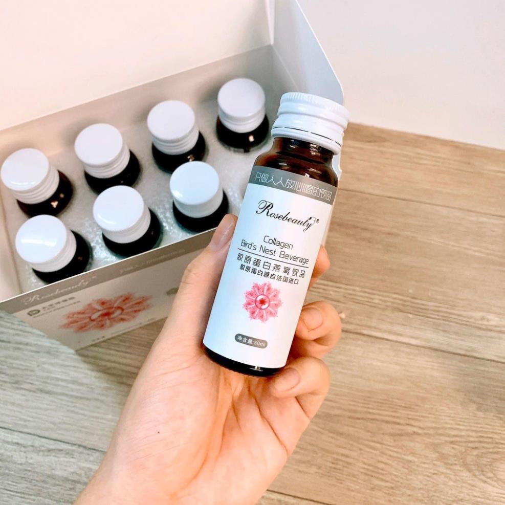 Collagen Yến Rose Beauty Chính Hãng Trắng Da Hộp 8 Chai