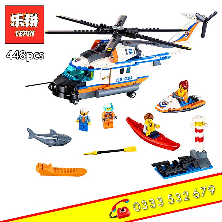 Bộ Lego Lắp Ráp Ninjago Cảnh Sát Biển. ( 448 Chi Tiết). Lego Ninjago Trực Thăng Coast Guard