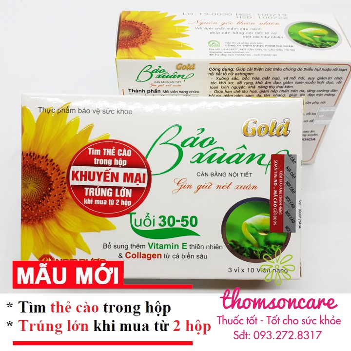 Bảo xuân Gold cho phụ nữ từ 30 - 50 tuổi, cân bằng nội tiết tố từ Vitamin E thiên nhiên và mầm đậu nành