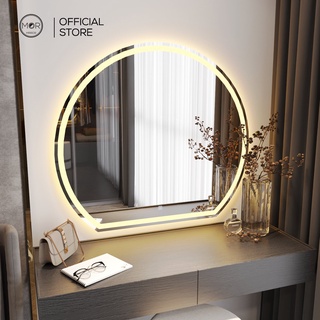  Gương Tròn Khuyết Decor Phòng Tắm Bàn Trang Điểm Cảm Ứng Led Cao Cấp MOR MIRROR  Đầy Đủ Phụ Kiện  