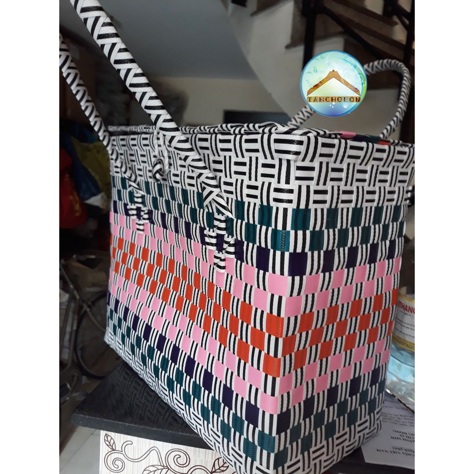 Giỏ Xách, Túi Xách Đan Dây Nhựa 6 Màu.