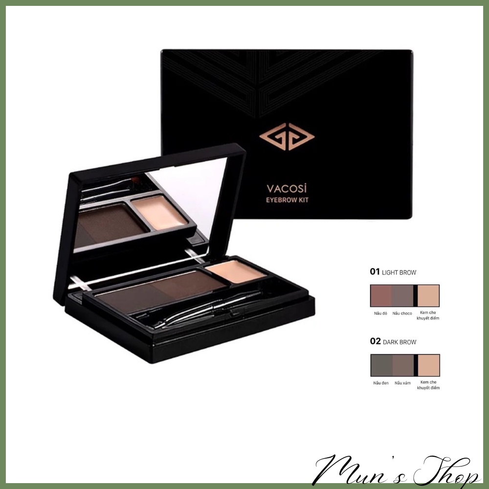 Bộ Kit vẽ chân mày và che khuyết điểm VACOSI VM08/ cọ mày Br08