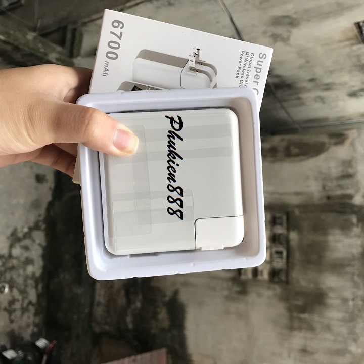 Sạc dự phòng 6700 + củ sạc + sạc không dây 3 in 1 - PK166