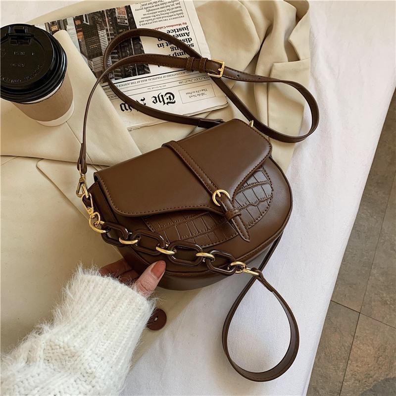 Túi Xách QCCC, Phong Cách Cá Tính, Vintage Màu Nâu