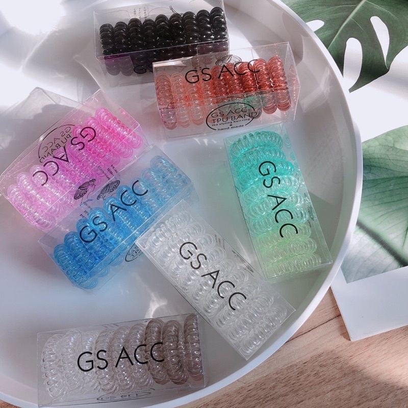 SET BUỘC TÓC LÒ XO MÀU TRONG