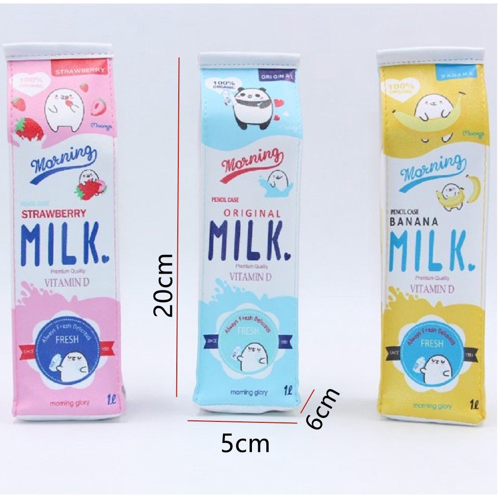 1 Túi Đựng Bút Chì Hình Hộp Sữa Dung Tích Lớn Chống Thấm Nước Ốp