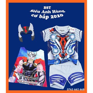 Bộ quần áo siêu nhân anh hùng thần sấm Thor cho bé - Tặng kèm áo choàng và mặt nạ