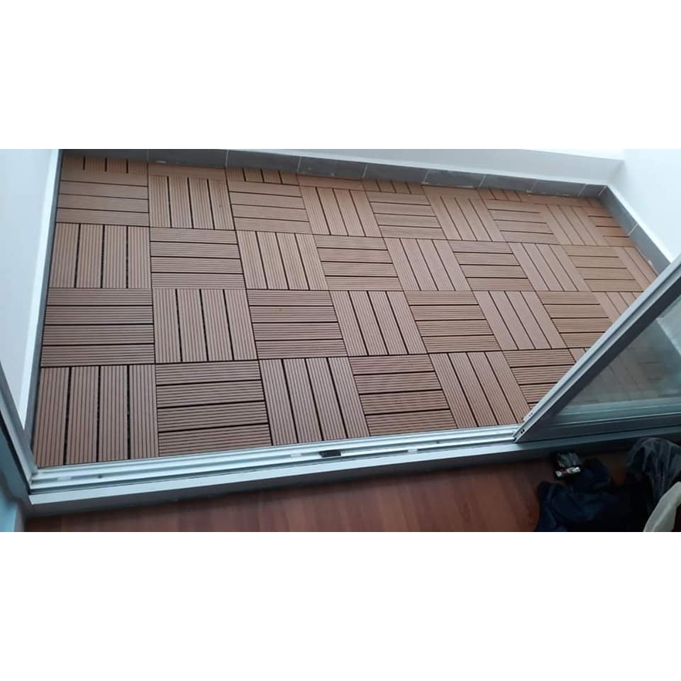 Vỉ sàn gỗ nhựa composite - sàn lót ban công- sân vườn màu nâu