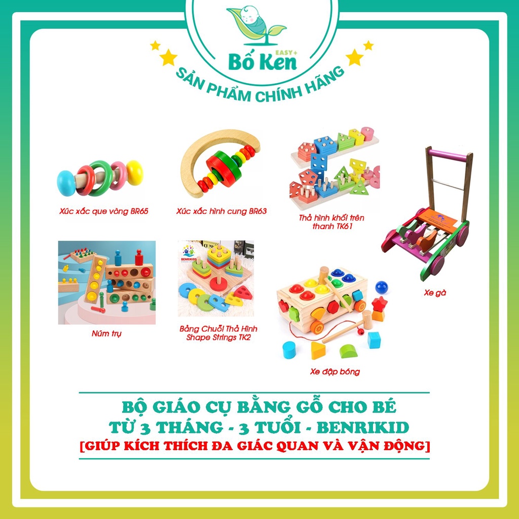 Shop Bố Ken Bộ Đồ Chơi và Giáo Cụ Bằng Gỗ Cho Bé Từ 3 Tháng – 3 Tuổi [Giúp Kích Thích Đa Giác Quan và Vận Động]