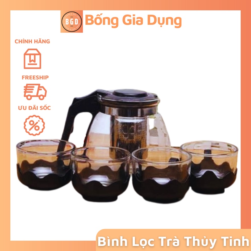 Bình Lọc Trà Bằng Ấm Trà Bằng Thủy Tinh Có Lõi Inox Dày Dặn Trong Suốt Chịu Nhiệt Cao