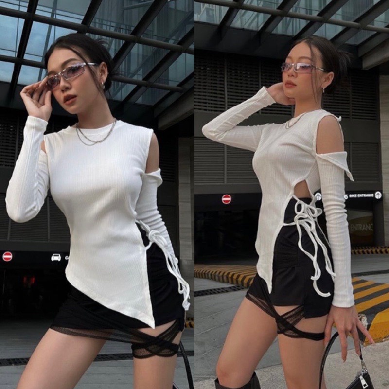 ÁO TRẮNG CUT OUT CỘT NƠ ĐỘC ĐÁO - LINIS TOP