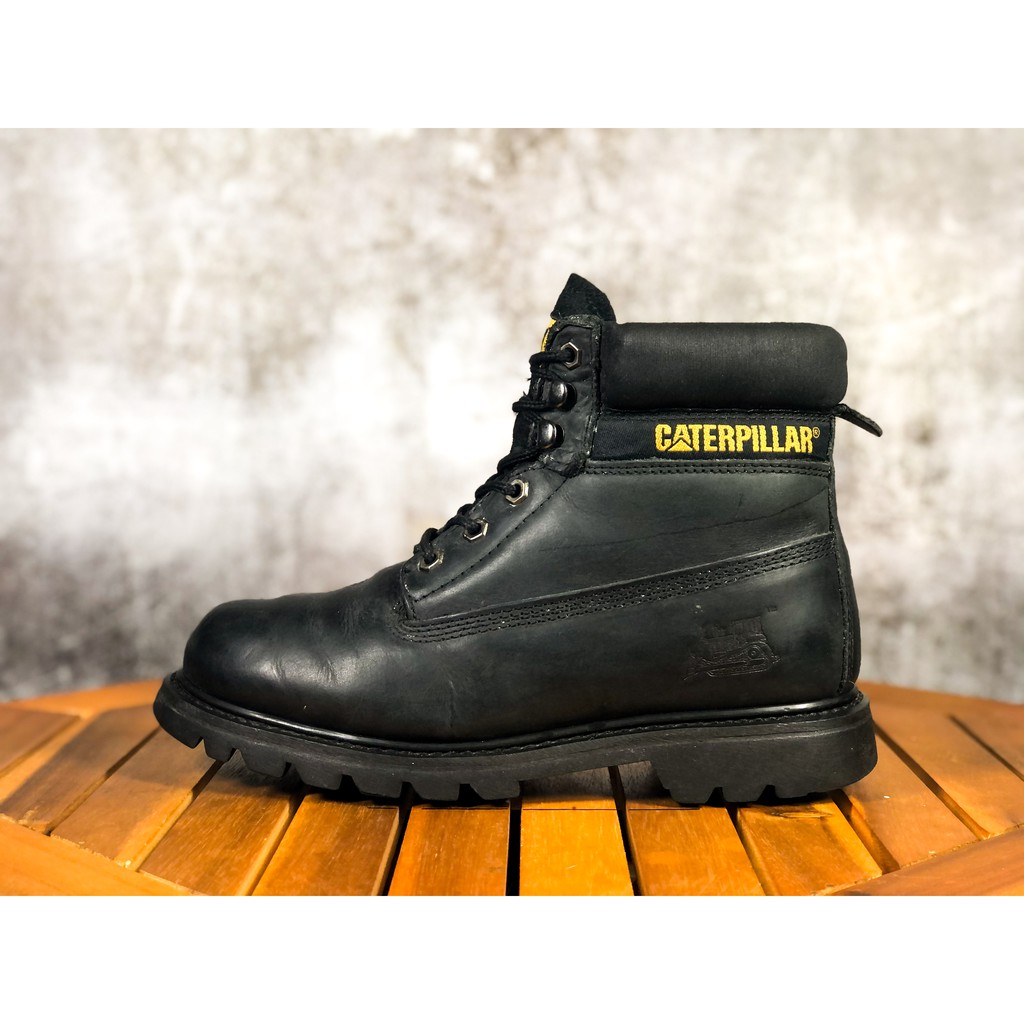 (Size 39) Giày thể thao chính hãng 2hand CATERPILLAR BLACK LEATHER BOOTS ‣ * !