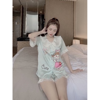 [CÓ VIDEO] Bộ ngủ lụa Pijama đùi, đồ bộ mặc nhà nữ lụa satin