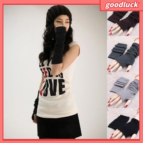 Găng tay dài hở ngón thời trang tùy chọn màu sắc cho nữ