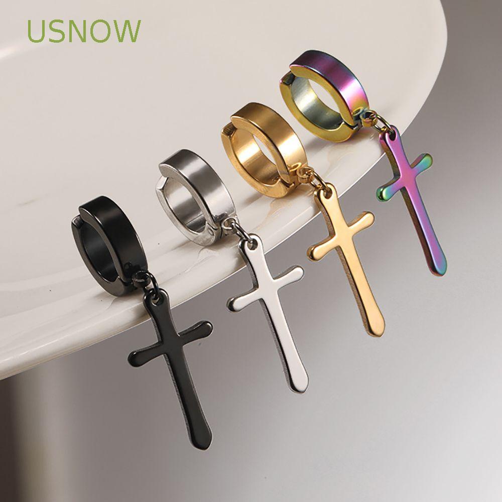 Khuyên Tai Dạng Kẹp Hình Chữ Thập Bằng Thép Không Gỉ Phong Cách Gothic Thanh Lịch Cho Nam Và Nữ