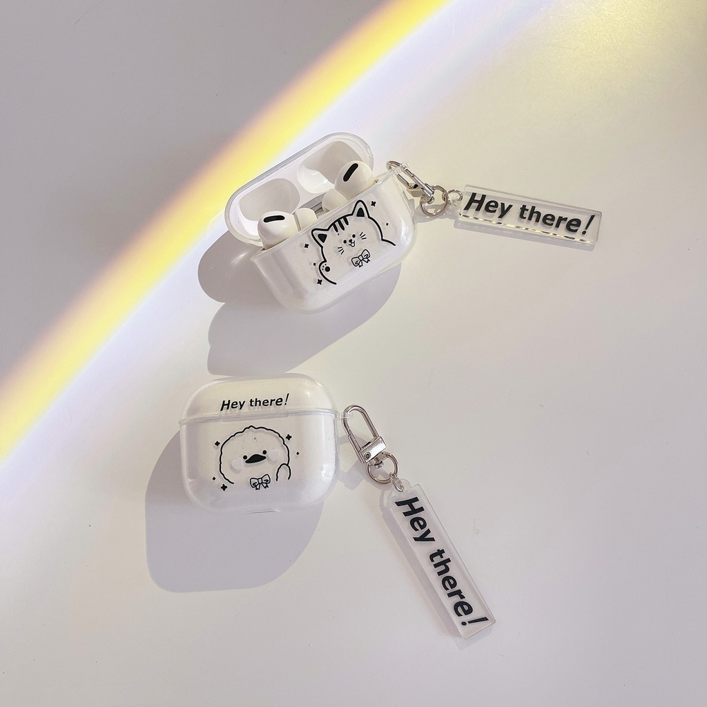 Vỏ Bảo Vệ Hộp Sạc Tai Nghe Bluetooth AirPods 1 2 pro 3 2021 gen3 Bằng Silicon TPU Mềm Trong Suốt Hình Động Vật Chống Thất Lạc