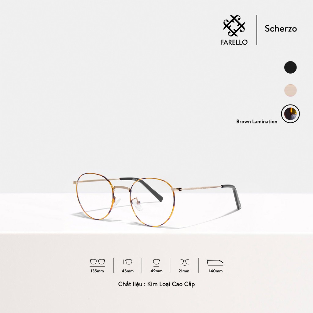 Gọng kính nam nữ cao cấp FARELLO Scherzo mắt tròn kim loại cao cấp thanh mảnh màu sắc thời trang | BigBuy360 - bigbuy360.vn