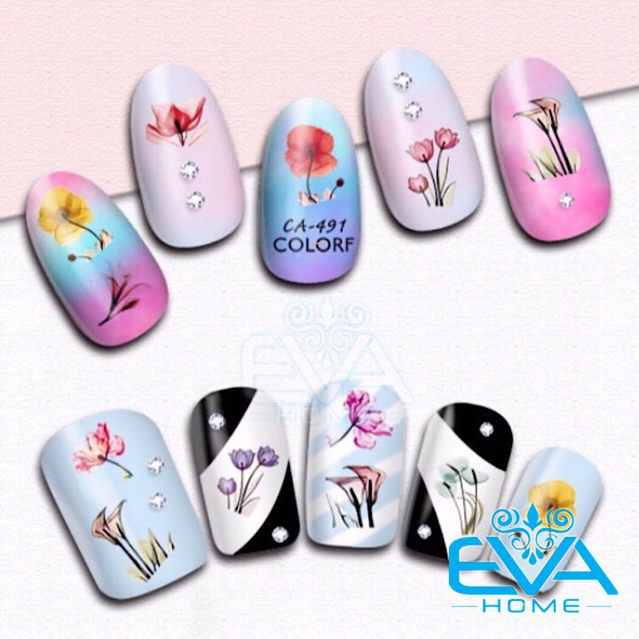 Miếng Dán Móng Tay 3D Nail Sticker Tráng Trí Hoạ Tiết Bông Hoa CA491