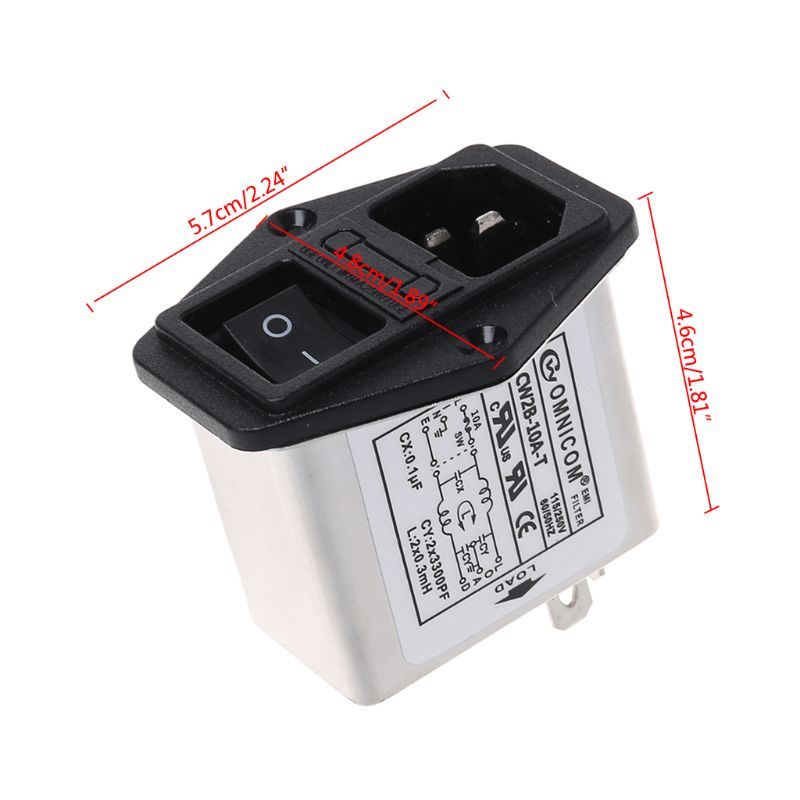 Bộ Lọc Nguồn CW2B-10A-T EMI AC 115 250V