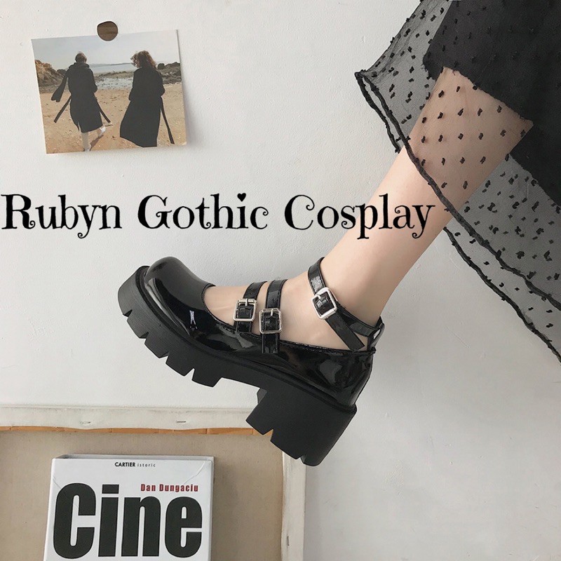 [Sẵn]  Giày Búp Bê Lolita Đế Cao Cosplay học sinh Nhật Bản ( BÓNG VÀ NHÁM )