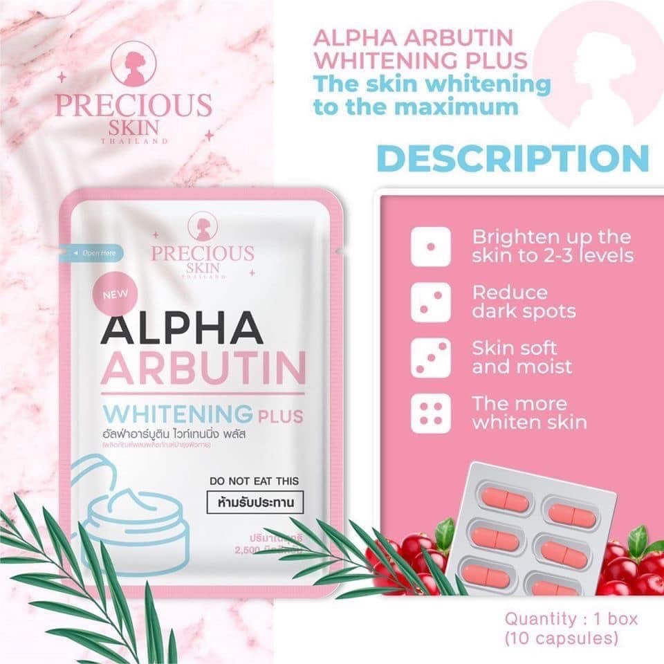 Gói 10 Viên Dưỡng Sáng Da Alpha Arbutin Whitening Plus Capsules Powder