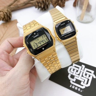 Đồng hồ cặp Casio A159WAD-1 / LA670WAD-1 đính kim cương, chống nước 50m, dây thép không gỉ, hàng chính hãng