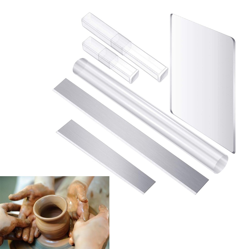Bộ 6 Dụng Cụ Lăn Đất Sét Acrylic Hình Chữ Nhật