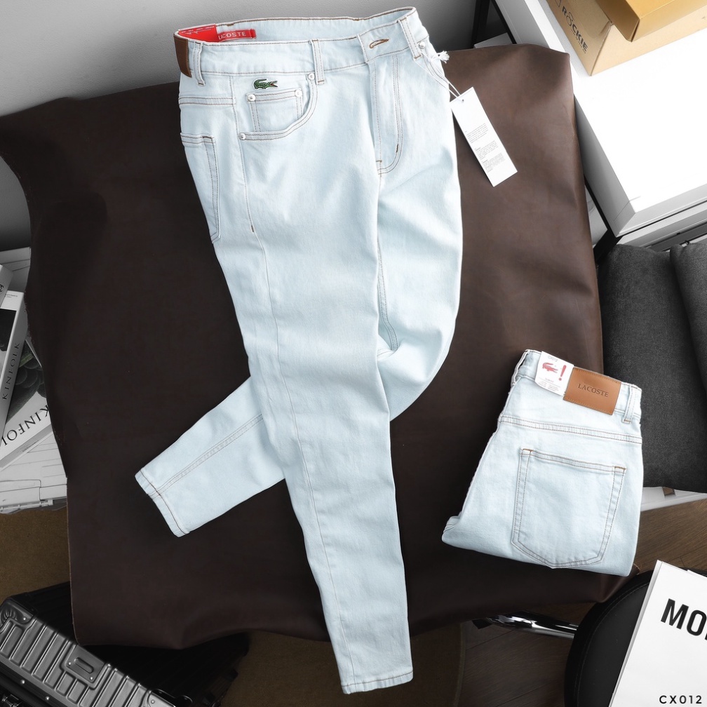 Quần Jean Dài Nam LACOSTE XANH TRẮNG Form SlimFit Mềm Mịn Co Giãn Hàng Xuất Xịn Có Big Size dolamen