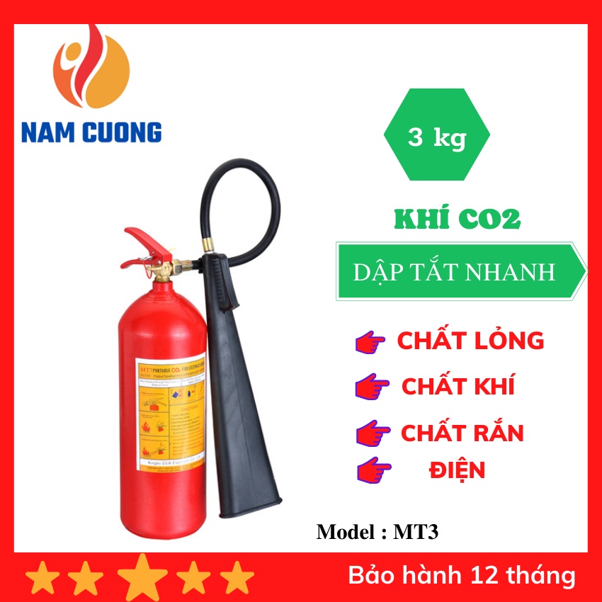 Bình chữa cháy khí CO2 3kg – MT3, sử dụng đơn giản ,hiệu quả cao, cần dùng cho kho bãi nhà xưởng