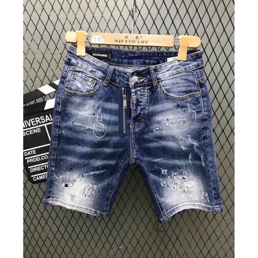 Quần short jean nam, quần bò nam ngắn, quần lửng nam, quần sọt nam màu xanh rách vẫy sơn đẹp 2021 QJNA0004  ༷  ྇