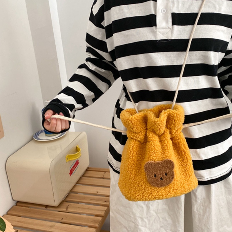 Túi Đeo Chéo Dây Rút Hình Gấu Hoạt Hình Đáng Yêu