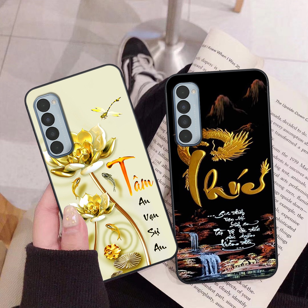 Ốp lưng Oppo Reno 4 / Reno 4 Pro in hình cha mẹ - vợ chồng- chữ thư pháp Tâm, nhẫn, phúc lộc thọ cực đẹp và ý nghĩa