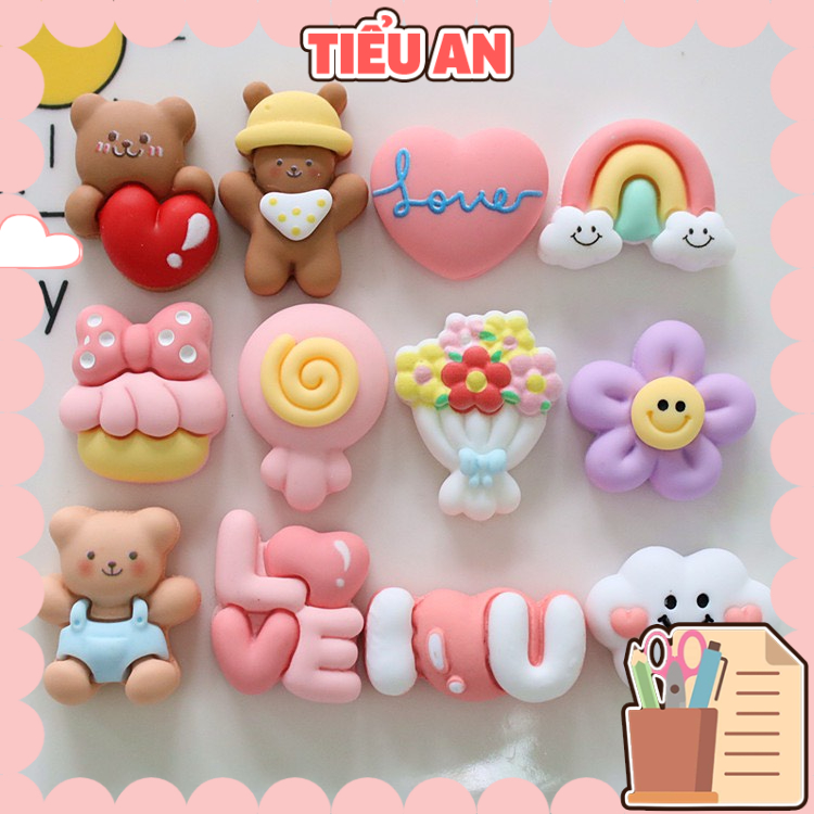 Charm (C562) slime/ Dụng Cụ Charm Trang Trí  [Ko Keo &amp; Nút] Chủ Đề Tình Yêu Cute - Giá 1 cái
