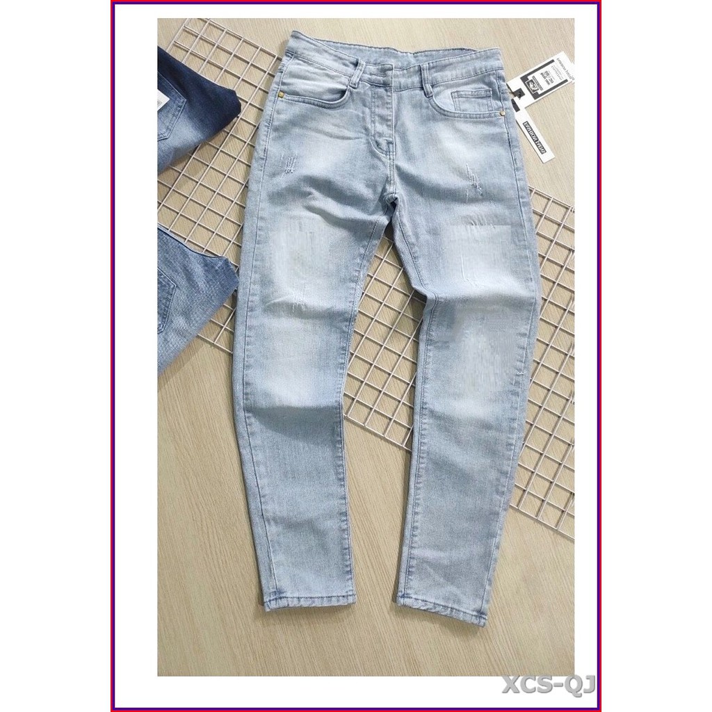 Quần jean nam cao cấp xanh bạc xước nhẹ 5678 không xù lông, không ra màu, chất giãn tốt 5678.2.235