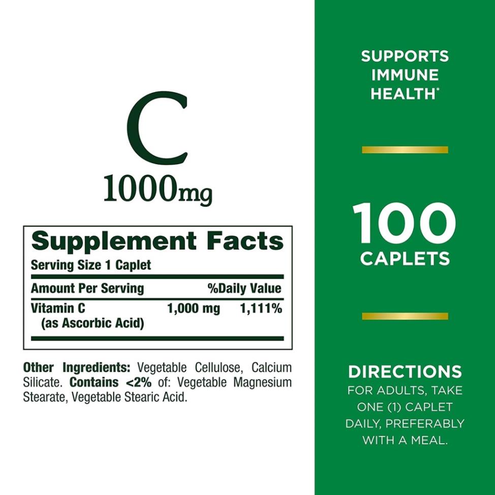 Vitamin C Bổ Sung Vitamin Tăng Sức Đề Kháng Phòng Ngừa Bệnh Tật Nature's Bounty Vitamin C 1000mg 300 Viên