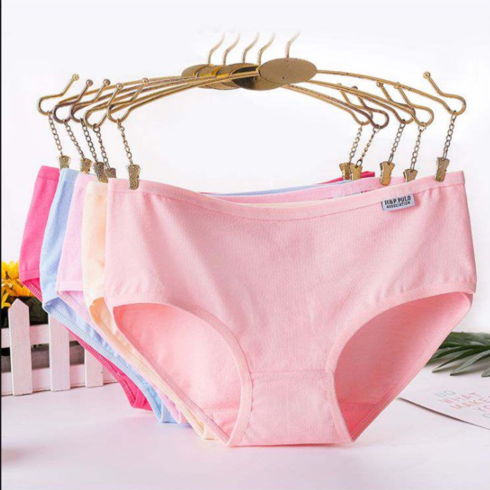 Quần lót cotton lưng thấp màu trơn size L-XXL cho nữ