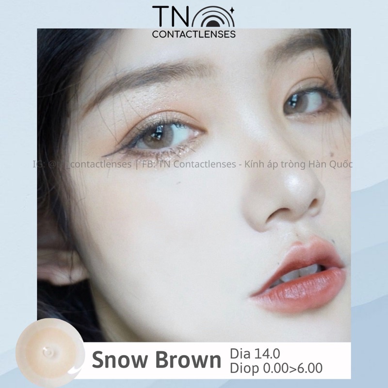 Kính áp tròng Snow Brown nâu sáng tây 14.0 - Độ cận 0->6 - HSD 6 tháng