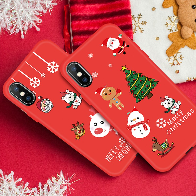 Ốp lưng dẻo silicon hoạt tiết Giáng Sinh cho iPhone 8 7 6 6s Plus XS Max X 10 XR | BigBuy360 - bigbuy360.vn