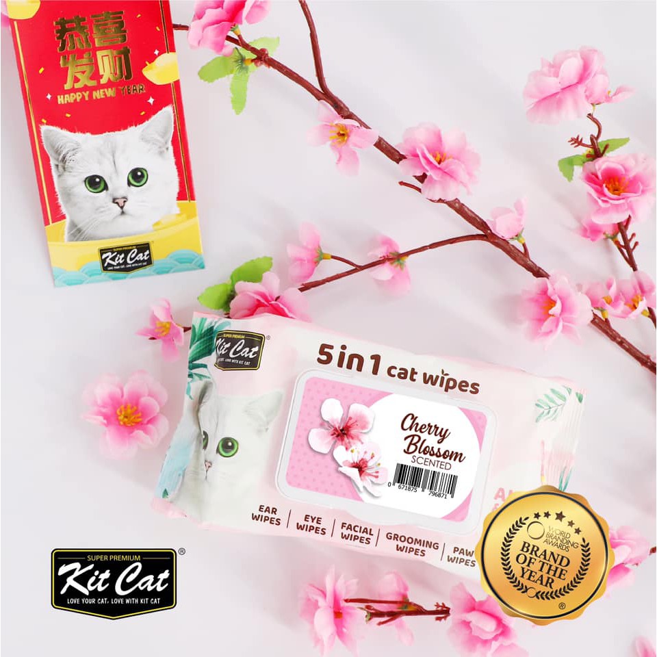 [80 miếng] Khăn ướt kháng khuẩn cho mèo Kit cat