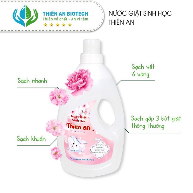 Nước giặt sinh học Thiên An tinh dầu hoa anh đào sạch khuẩn, mềm vải 1L | 3,8L