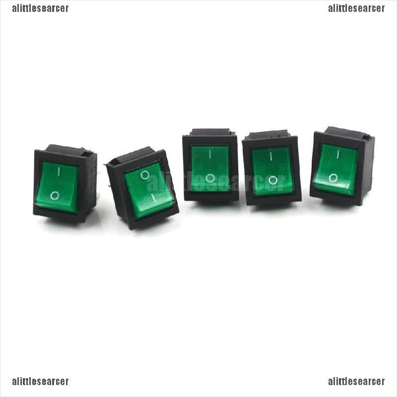 NEW Set 5 Công Tắc Đèn Xanh 4 Pin On / Off 2 Vị Trí 16a / 250v Kcd4-201