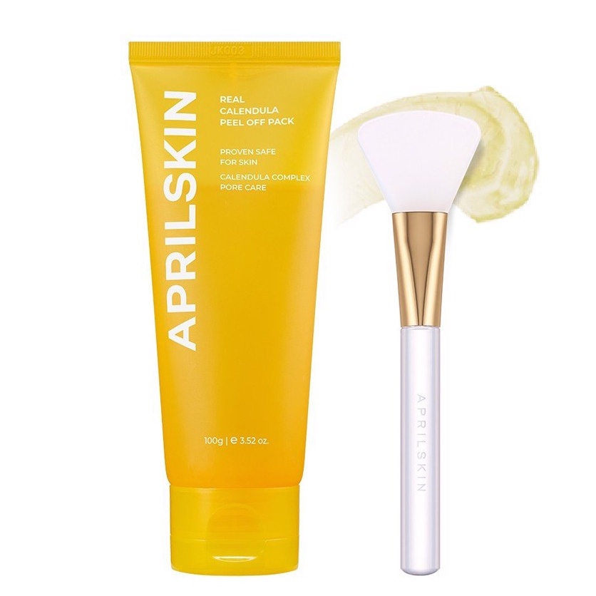 Mặt nạ lột tẩy da chết Aprilskin Calendula Peel Off Pack 100g và Cọ Real Jelly Brush