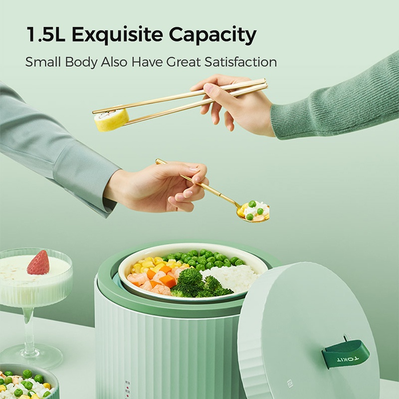 Tokit Nồi Cơm Điện Mini 1.5L Đa Chức Năng Gia Đình 1-2-3 Người Ruột Nồi Chống Dính Phủ Gốm Để Nấu Cháo Cơm Cháo